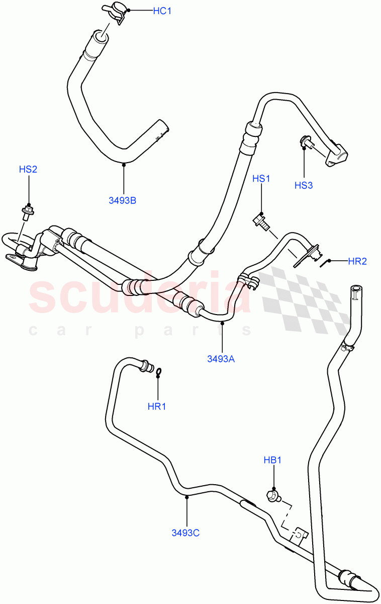 Supply & Return Hoses - Power Strg (3.6L V8 32V DOHC EFi Diesel Lion) ((V) FROM7A000001, (V) TO9A999999) of Land Rover Land Rover Range Rover Sport (2005-2009) [4.2 Petrol V8 Supercharged]