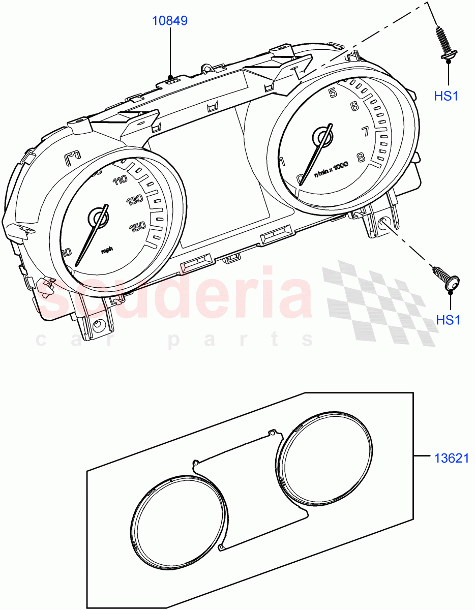 Instrument Cluster (Solihull Plant Build) ((V) FROMHA000001, (V) TOHA999999) of Land Rover Land Rover Discovery 5 (2017+) [3.0 I6 Turbo Diesel AJ20D6]