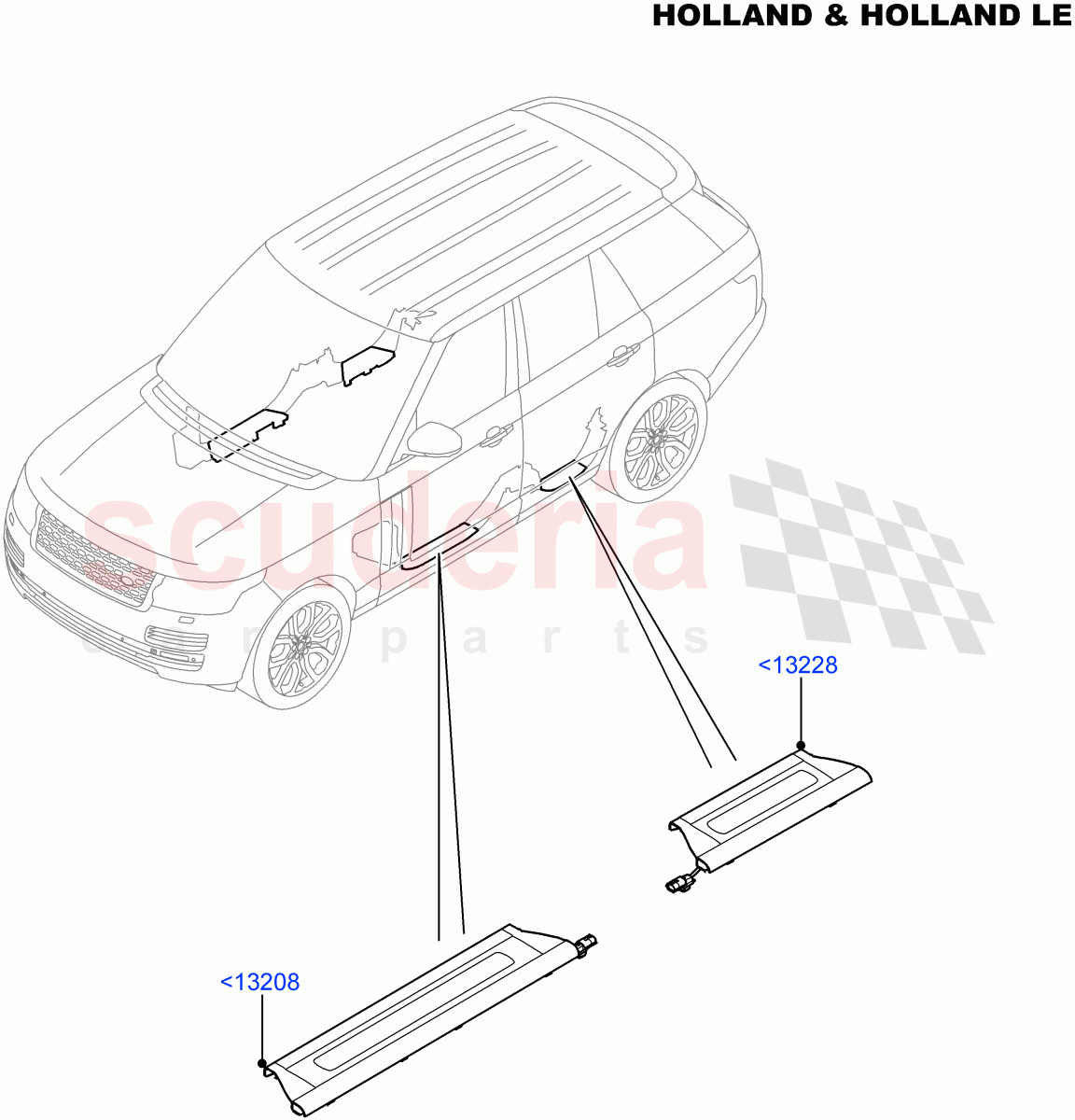 Side Trim (Holland & Holland LE, Sill) (Console Deployable Tables) ((V) FROMFA000001) of Land Rover Land Rover Range Rover (2012-2021) [3.0 DOHC GDI SC V6 Petrol]