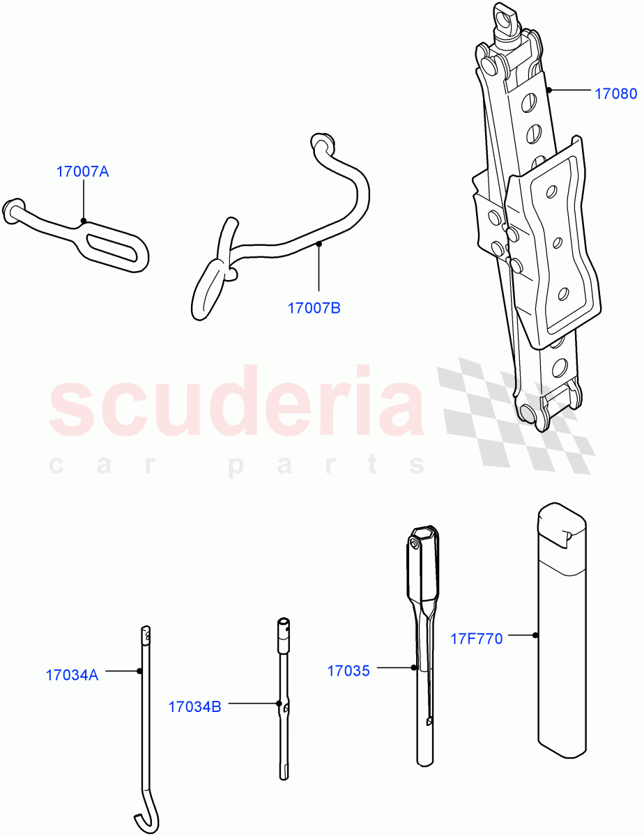 Tools (Nitra Plant Build) (19" Full Size Spare Wheel, 21" Full Size Spare Wheel, With Mini Alloy Spare Wheel, 20" Full Size Spare Wheel, 22" Full Size Spare Wheel) ((V) FROMK2000001, (V) TOL2421192) of Land Rover Land Rover Discovery 5 (2017+) [2.0 Turbo Petrol AJ200P]