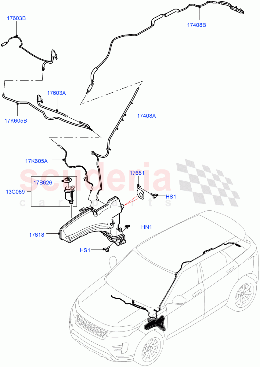Windscreen Washer (Changsu (China)) of Land Rover Land Rover Range Rover Evoque (2019+) [1.5 I3 Turbo Petrol AJ20P3]