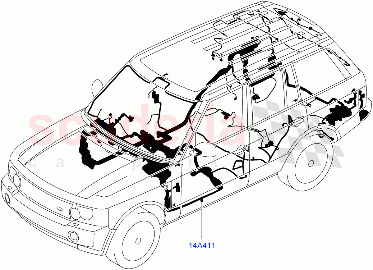 Electrical Wiring - Body And Rear ((V) FROMBA334633) of Land Rover Land Rover Range Rover (2010-2012) [4.4 DOHC Diesel V8 DITC]
