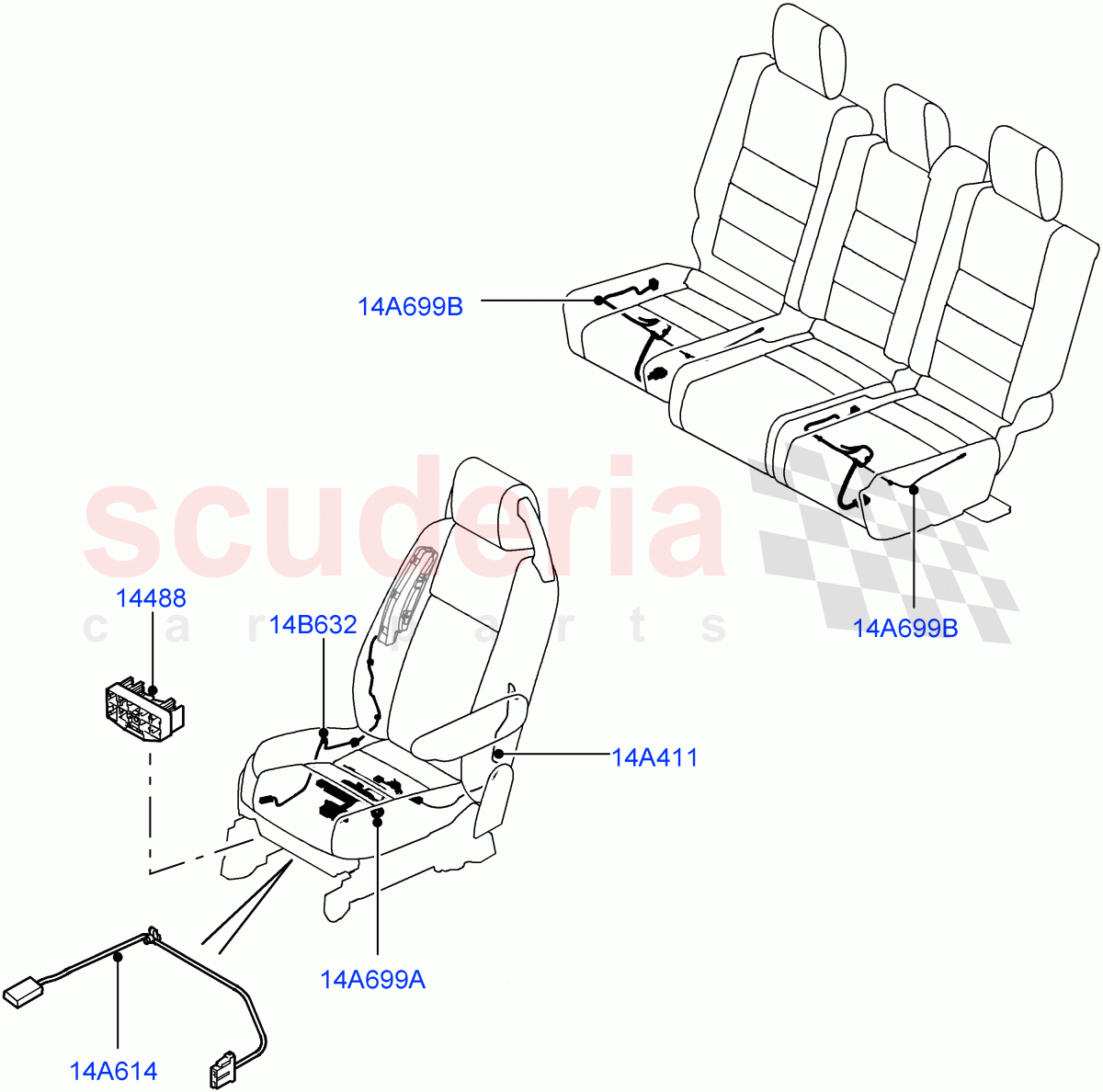 Electrical Wiring - Body And Rear (Seats) ((V) FROMAA000001) of Land Rover Land Rover Discovery 4 (2010-2016) [2.7 Diesel V6]