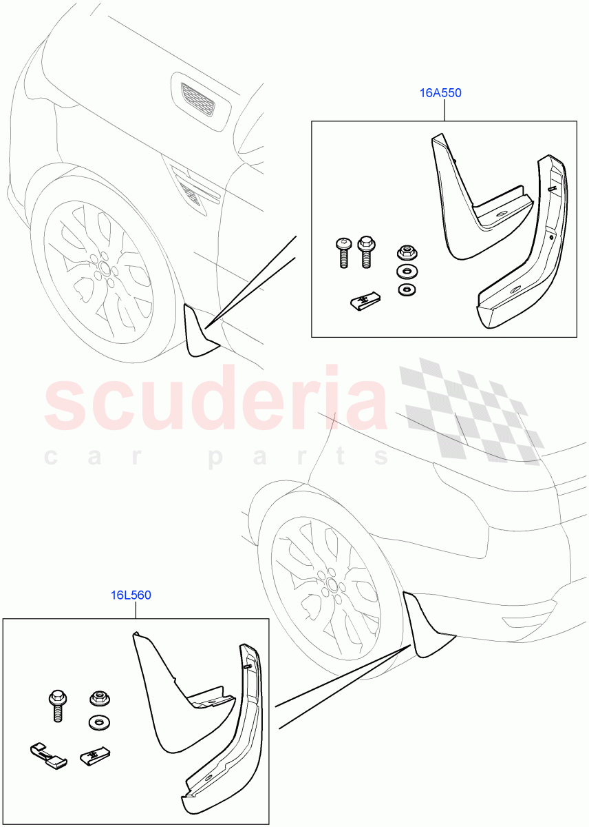 Mudflaps - Front & Rear (Accessory) of Land Rover Land Rover Range Rover Sport (2014+) [2.0 Turbo Petrol GTDI]