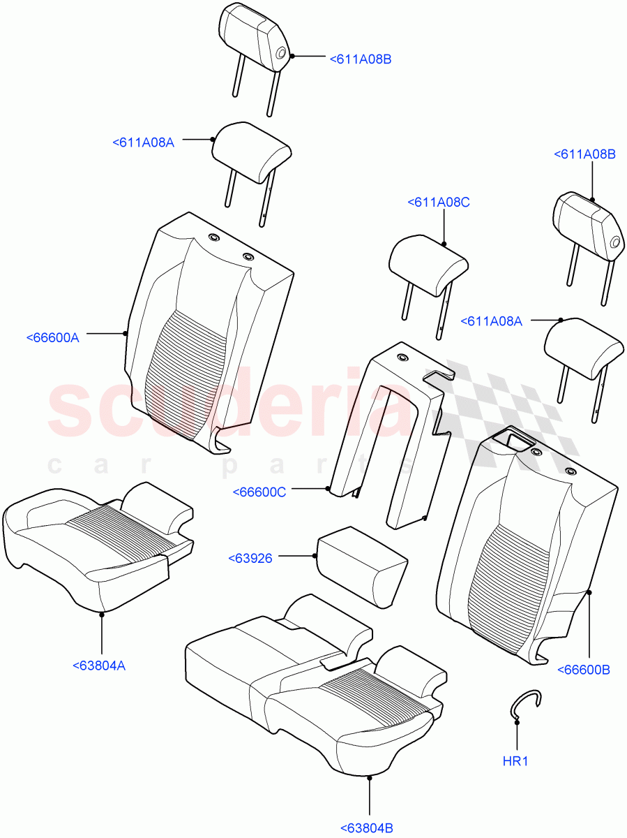 Rear Seat Covers (Miko/PVC, Halewood (UK), With 60/40 Manual Fold Thru Rr Seat) ((V) FROMLH000001) of Land Rover Land Rover Discovery Sport (2015+) [2.0 Turbo Diesel]