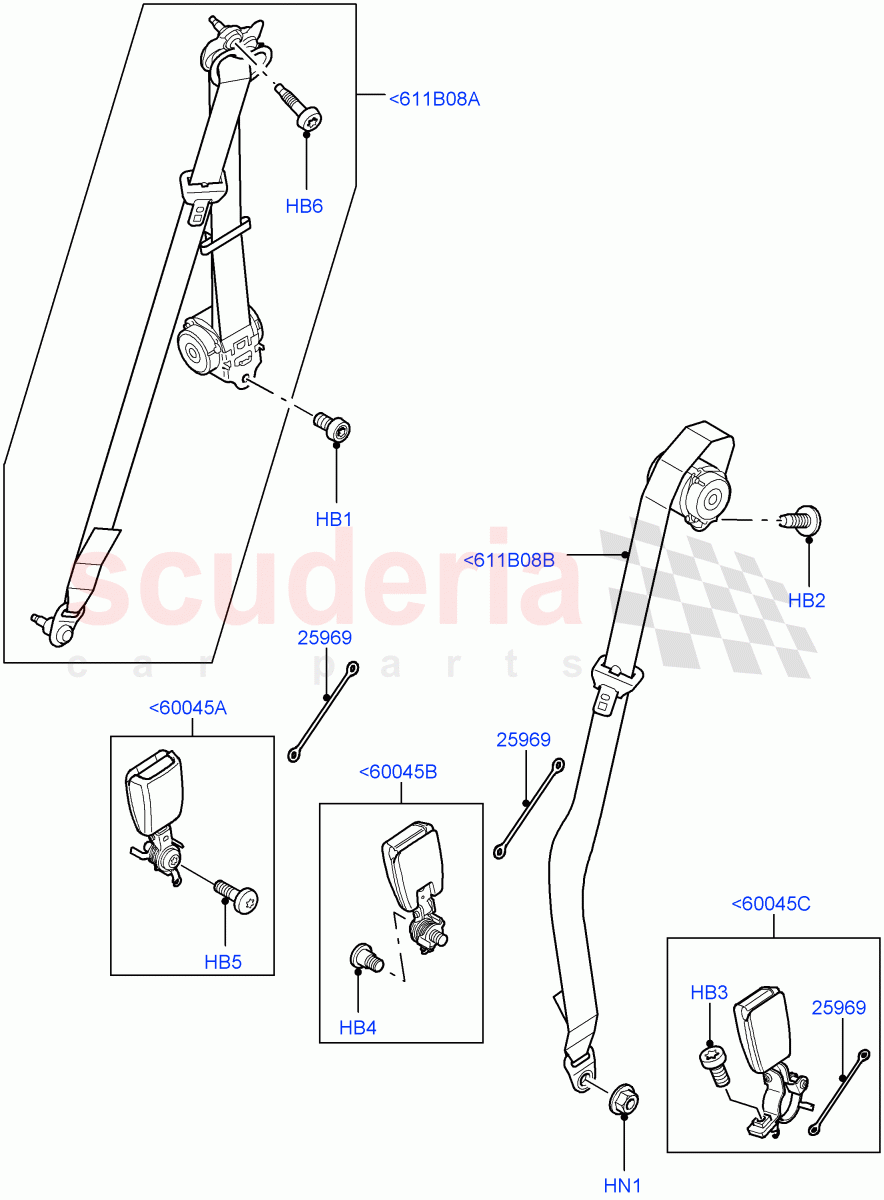 Rear Seat Belts ((V) FROMAA000001) of Land Rover Land Rover Range Rover Sport (2010-2013) [3.0 Diesel 24V DOHC TC]