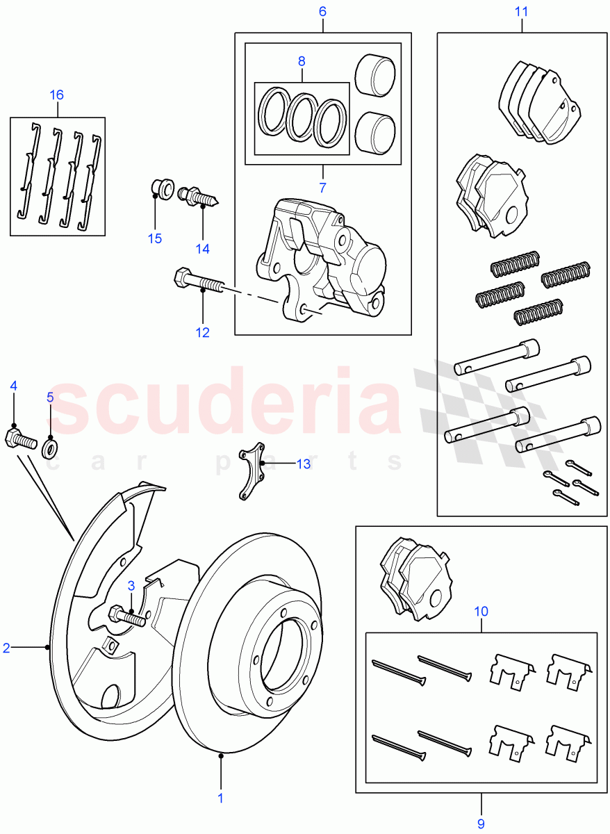 Rear Brake Discs And Calipers (Less Anti-Lock Braking System) ((V) FROM7A000001) of Land Rover Land Rover Defender (2007-2016)