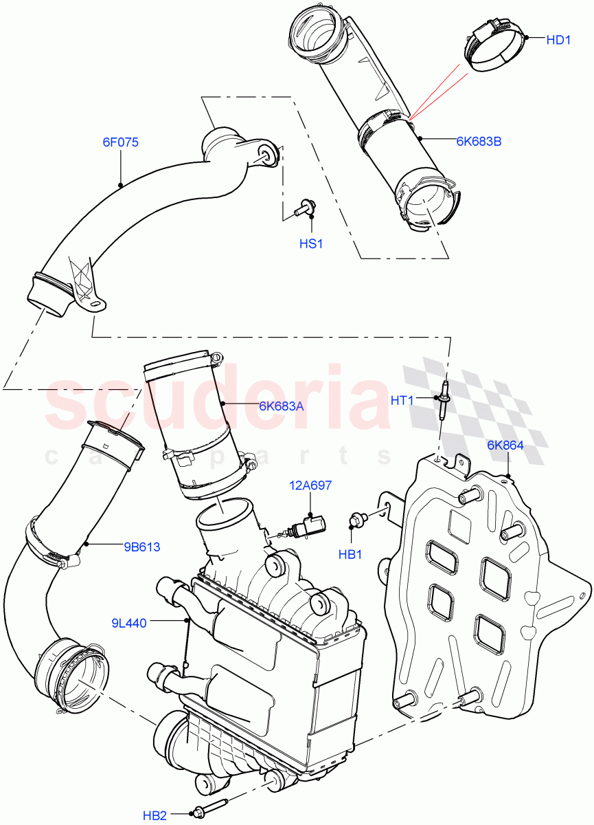 Intercooler/Air Ducts And Hoses (2.0L AJ20D4 Diesel LF PTA, Halewood (UK), 2.0L AJ20D4 Diesel Mid PTA) of Land Rover Land Rover Discovery Sport (2015+) [2.0 Turbo Diesel]