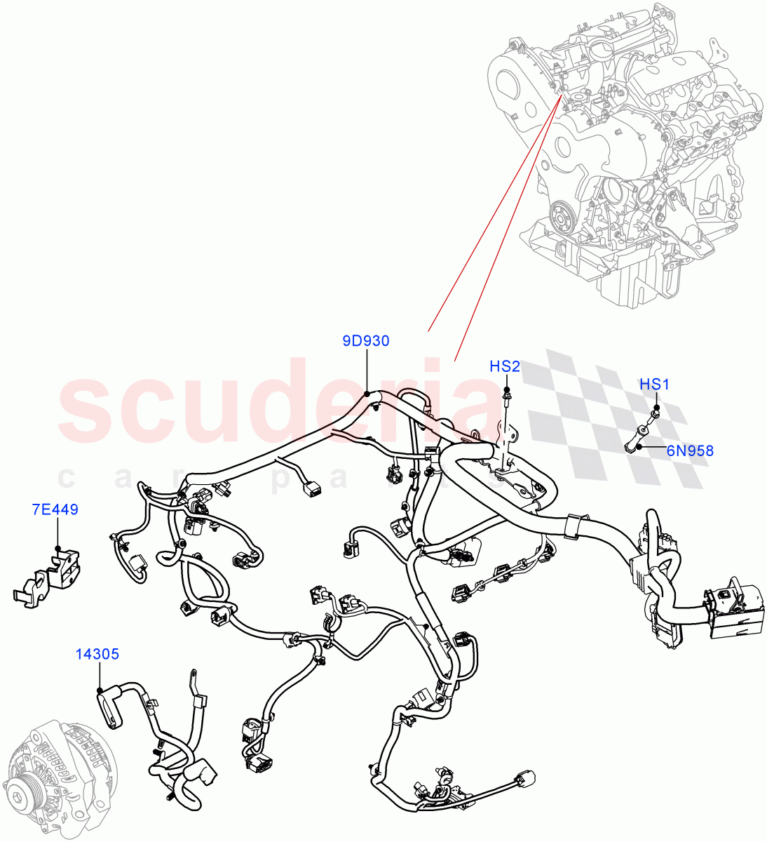 Electrical Wiring - Engine And Dash (3.0 V6 D Low MT ROW) ((V) FROMHA000001) of Land Rover Land Rover Range Rover Sport (2014+) [2.0 Turbo Diesel]