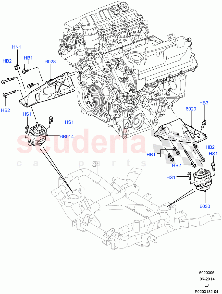 Engine Mounting (5.0L OHC SGDI NA V8 Petrol - AJ133, 5.0L OHC SGDI SC V8 Petrol - AJ133) ((V) FROMAA000001) of Land Rover Land Rover Range Rover (2010-2012) [5.0 OHC SGDI SC V8 Petrol]