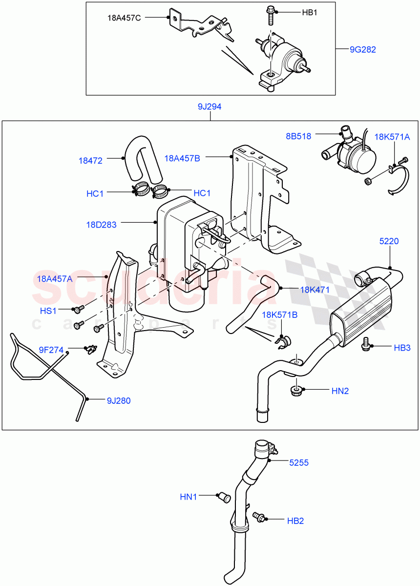 Auxiliary Fuel Fired Pre-Heater (Page B) (With Fuel Fired Heater) ((V) FROMAA000001) of Land Rover Land Rover Range Rover Sport (2010-2013) [5.0 OHC SGDI SC V8 Petrol]
