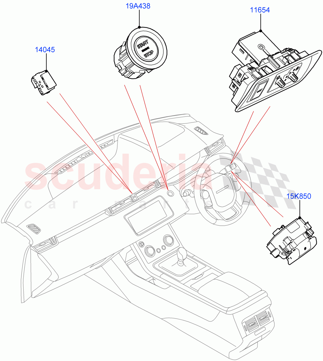 Switches (Facia And Console) (Halewood (UK)) of Land Rover Land Rover Range Rover Evoque (2019+) [2.0 Turbo Diesel]