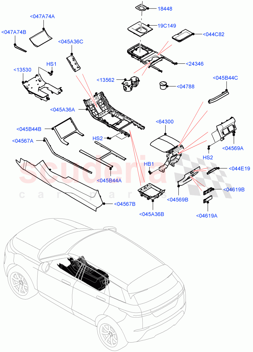 Console - Floor (External Components) (Changsu (China)) ((V) TOMG575834) of Land Rover Land Rover Range Rover Evoque (2019+) [2.0 Turbo Petrol AJ200P]
