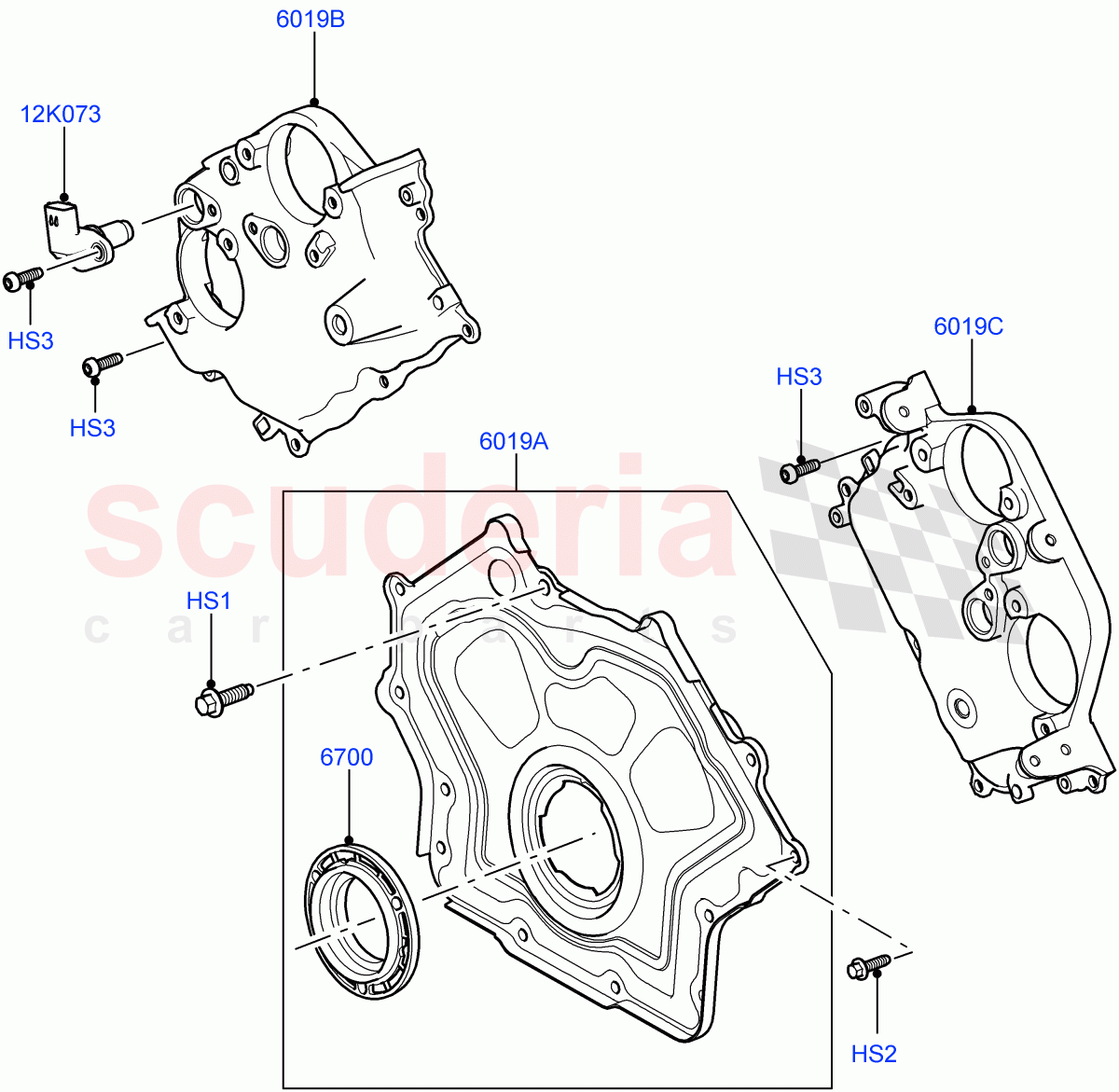 Timing Gear Covers (Solihull Plant Build) (3.0L DOHC GDI SC V6 PETROL) ((V) FROMEA000001) of Land Rover Land Rover Range Rover Velar (2017+) [3.0 DOHC GDI SC V6 Petrol]
