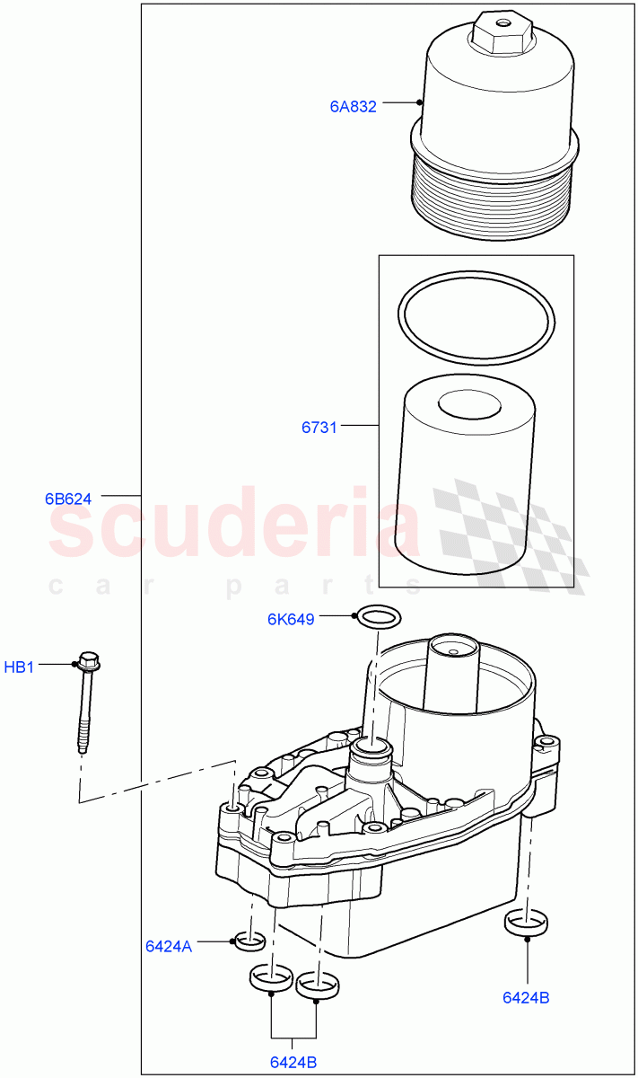 Oil Cooler And Filter (Solihull Plant Build) (3.0 V6 Diesel) ((V) FROMAA000001) of Land Rover Land Rover Range Rover Velar (2017+) [3.0 Diesel 24V DOHC TC]
