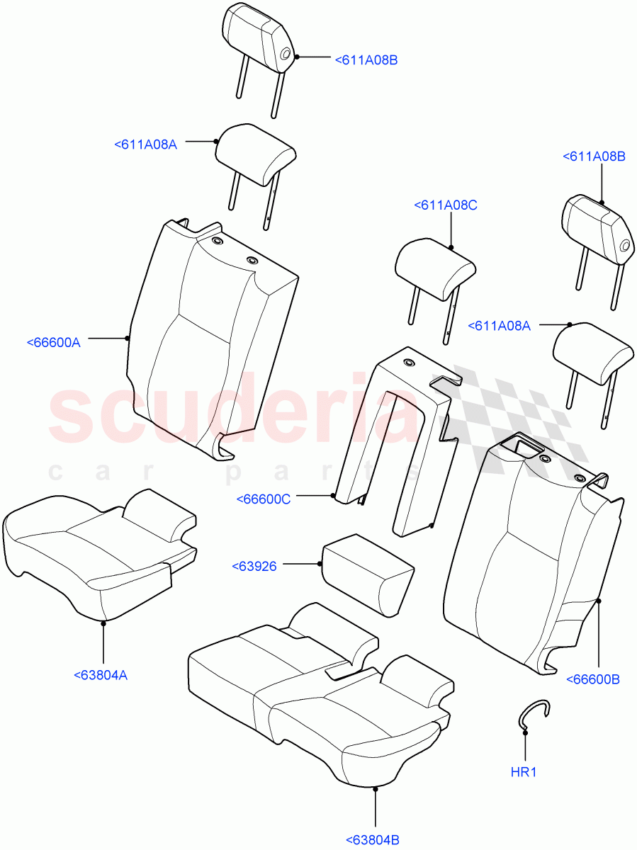 Rear Seat Covers (Grained Cloth, Halewood (UK), 60/40 Load Through With Slide) ((V) FROMLH000001) of Land Rover Land Rover Discovery Sport (2015+) [2.0 Turbo Petrol GTDI]