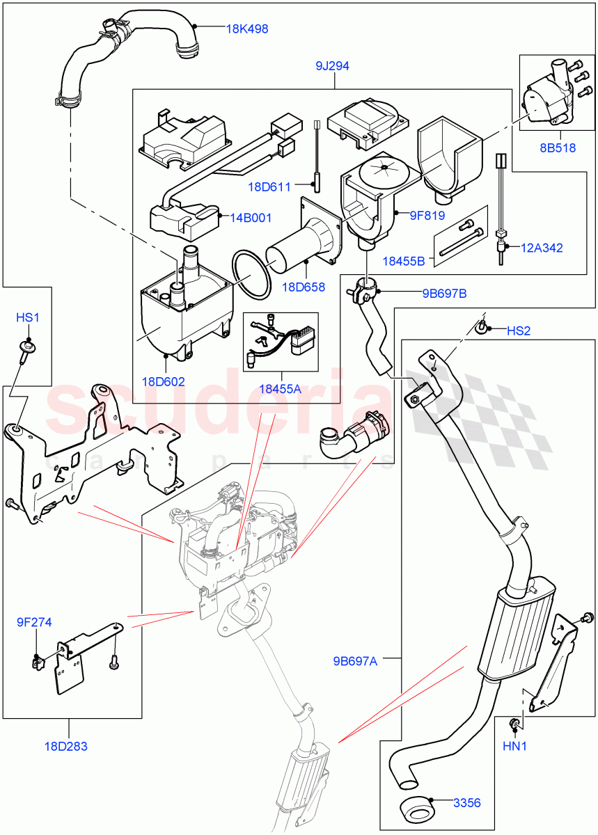Auxiliary Fuel Fired Pre-Heater (Heater Components) (3.0L DOHC GDI SC V6 PETROL, With Fresh Air Heater) ((V) TOHA999999) of Land Rover Land Rover Range Rover Sport (2014+) [2.0 Turbo Petrol GTDI]
