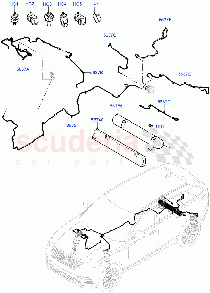 Air Suspension Compressor And Lines (With Four Corner Air Suspension) ((V) FROMMA000001) of Land Rover Land Rover Range Rover Velar (2017+) [2.0 Turbo Diesel]