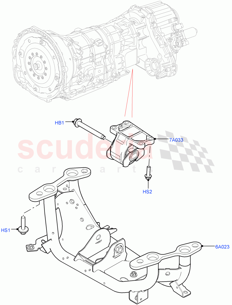 Transmission Mounting (3.0L AJ20P6 Petrol High) ((V) FROMKA000001) of Land Rover Land Rover Range Rover (2012-2021) [3.0 I6 Turbo Petrol AJ20P6]