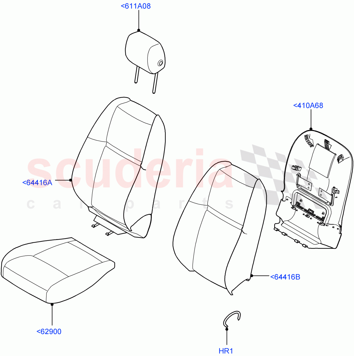 Front Seat Covers (5 Door, Fabric/Suede, Itatiaia (Brazil)) of Land Rover Land Rover Range Rover Evoque (2019+) [2.0 Turbo Diesel]