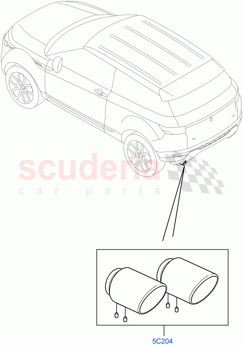 Exhaust Finishers (Accessory) (Halewood (UK), Itatiaia (Brazil)) of Land Rover Land Rover Range Rover Evoque (2012-2018) [2.0 Turbo Petrol GTDI]