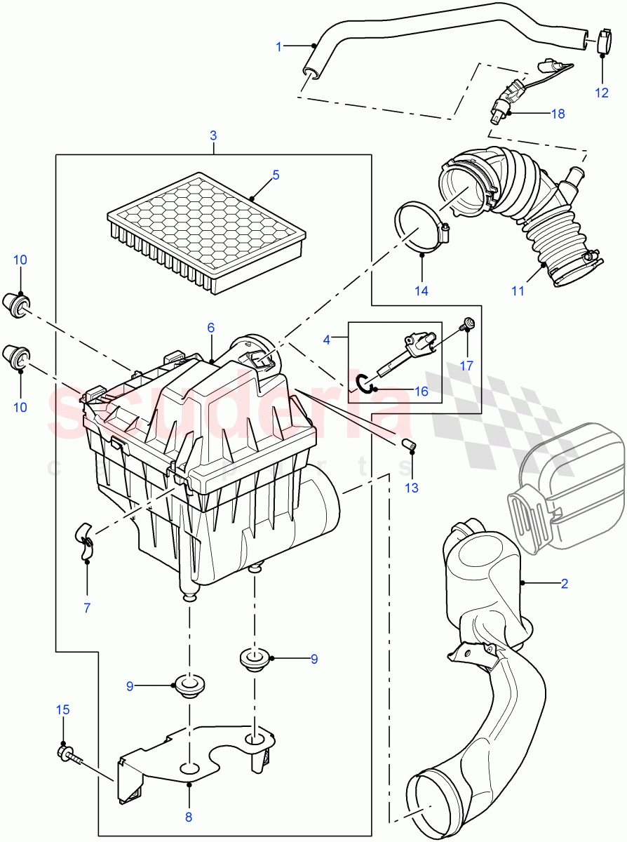 Air Cleaner ((V) FROM7A000001) of Land Rover Land Rover Defender (2007-2016)