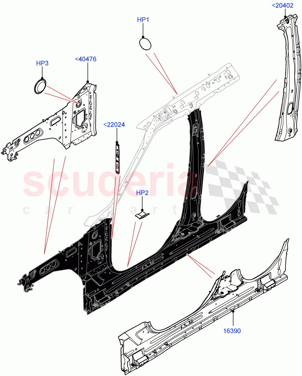 Side Panels - Inner (Inner - Front, Solihull Plant Build) ((V) FROMHA000001) of Land Rover Land Rover Discovery 5 (2017+) [3.0 DOHC GDI SC V6 Petrol]
