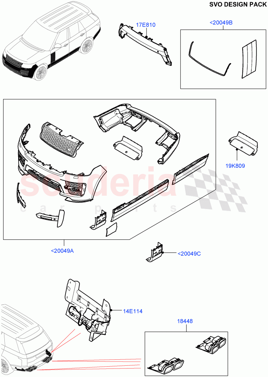Exterior Body Styling Items (SVO Design Packs Kits) (Standard Wheelbase, Less Electric Engine Battery, With Front Fog Lamps) ((V) FROMJA000001) of Land Rover Land Rover Range Rover (2012-2021) [3.0 I6 Turbo Diesel AJ20D6]