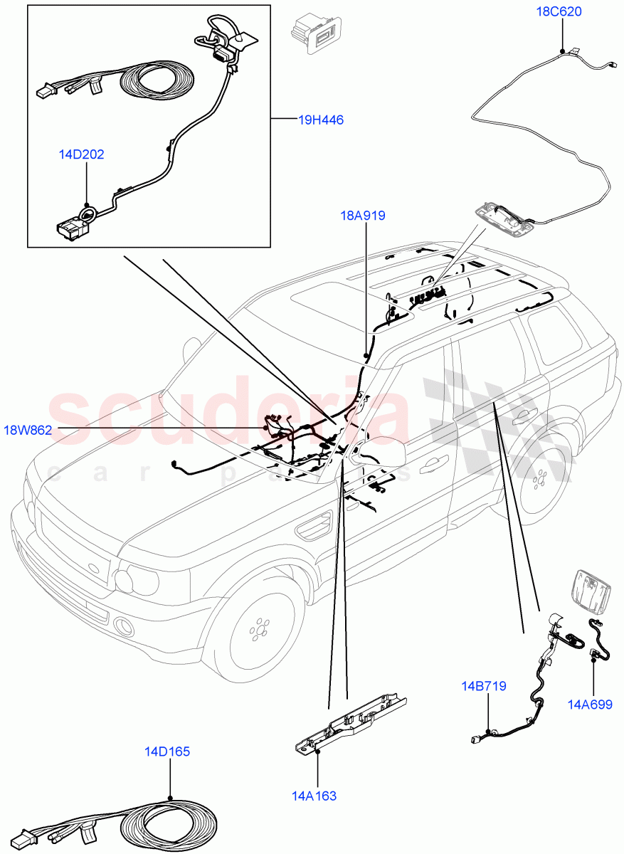 Electrical Wiring - Body And Rear (Audio/Navigation/Entertainment) ((V) FROMCA000001) of Land Rover Land Rover Range Rover Sport (2010-2013) [3.6 V8 32V DOHC EFI Diesel]