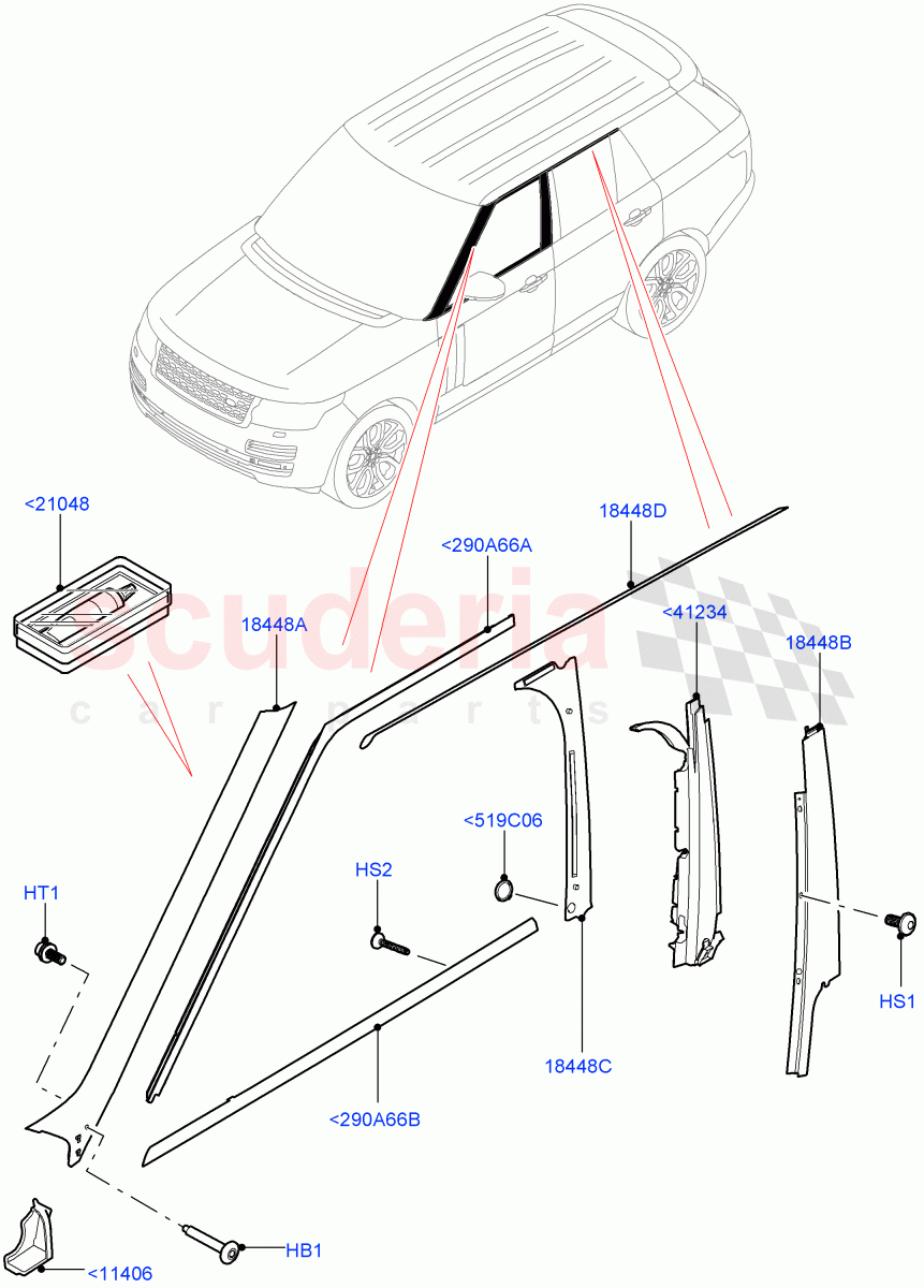 Front Doors, Hinges & Weatherstrips (Finishers) of Land Rover Land Rover Range Rover (2012-2021) [3.0 I6 Turbo Petrol AJ20P6]