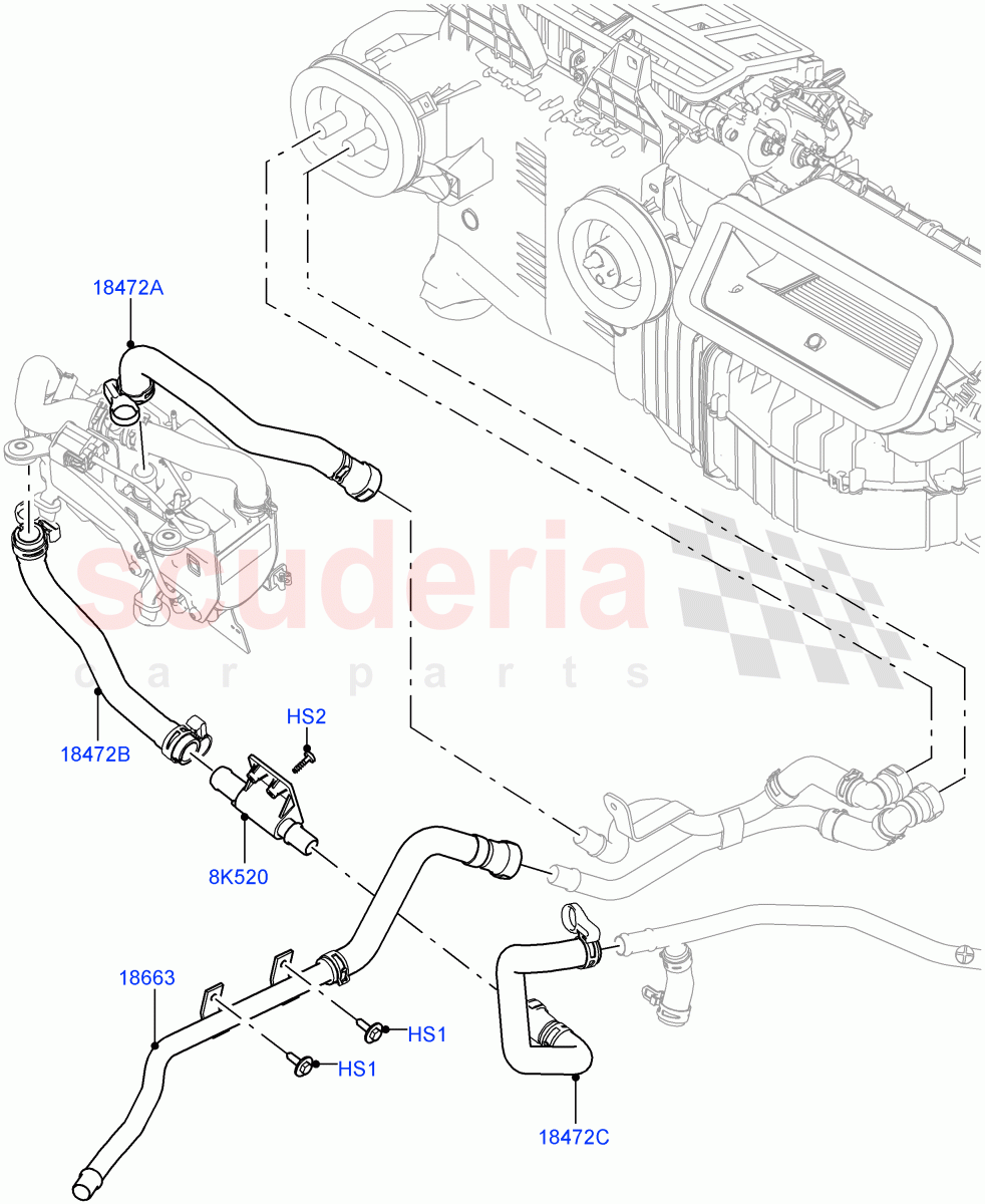 Heater Hoses (Front) (3.0 V6 Diesel, With Fuel Fired Heater) ((V) TOHA999999) of Land Rover Land Rover Range Rover Sport (2014+) [5.0 OHC SGDI SC V8 Petrol]