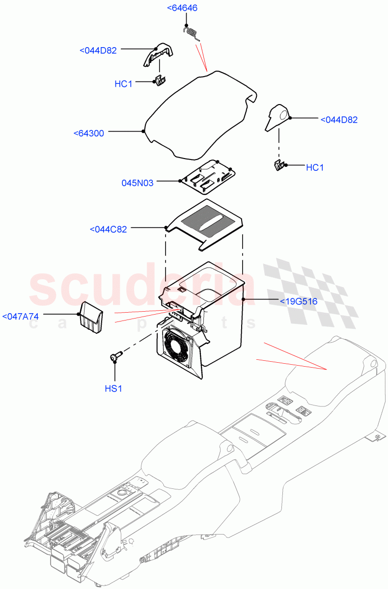 Console - Floor (Rear, For Stowage Boxes And Lids) (With 40/40 Split Individual Rr Seat) of Land Rover Land Rover Range Rover (2012-2021) [5.0 OHC SGDI SC V8 Petrol]