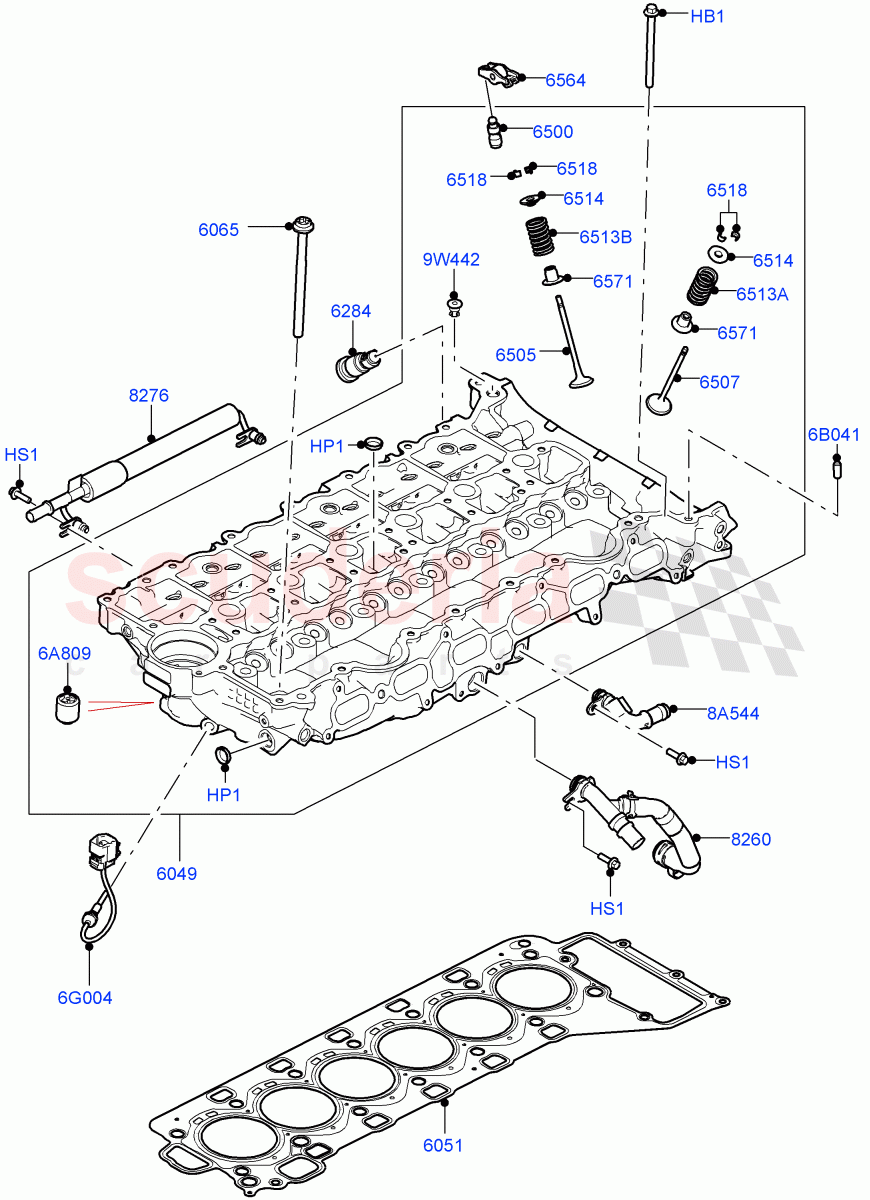 Cylinder Head (3.0L AJ20P6 Petrol High) ((V) FROMKA000001) of Land Rover Land Rover Range Rover Velar (2017+) [3.0 I6 Turbo Petrol AJ20P6]