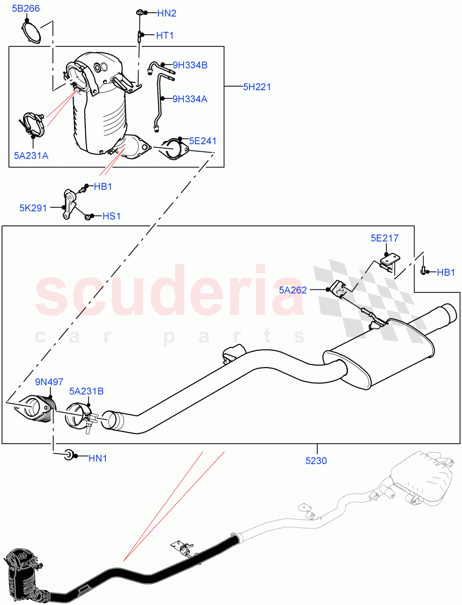 Front Exhaust System (Nitra Plant Build) (2.0L I4 DSL HIGH DOHC AJ200, Stage V Plus DPF, Euro Stage 4 Emissions) of Land Rover Land Rover Defender (2020+) [2.0 Turbo Diesel]