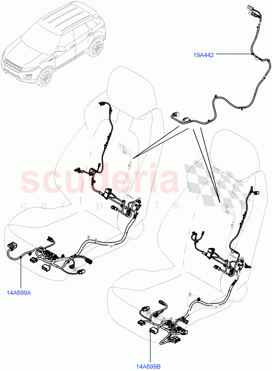 Wiring - Seats (5 Door, Halewood (UK)) ((V) TOFH999999) of Land Rover Land Rover Range Rover Evoque (2012-2018) [2.0 Turbo Diesel]