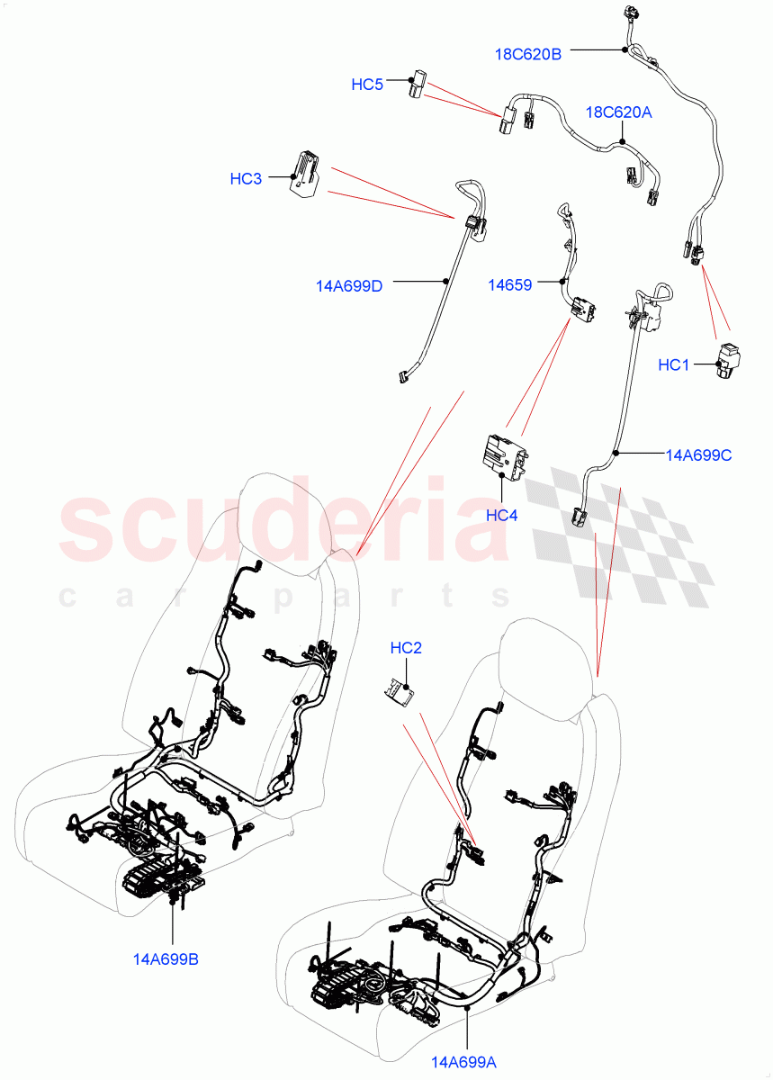 Wiring - Seats (Front Seats) ((V) FROMKA000001) of Land Rover Land Rover Range Rover (2012-2021) [3.0 I6 Turbo Diesel AJ20D6]