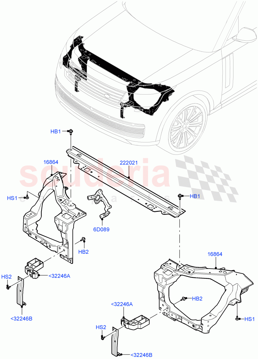 Front Panels, Aprons & Side Members (Front Panel) of Land Rover Land Rover Range Rover (2022+) [3.0 I6 Turbo Diesel AJ20D6]