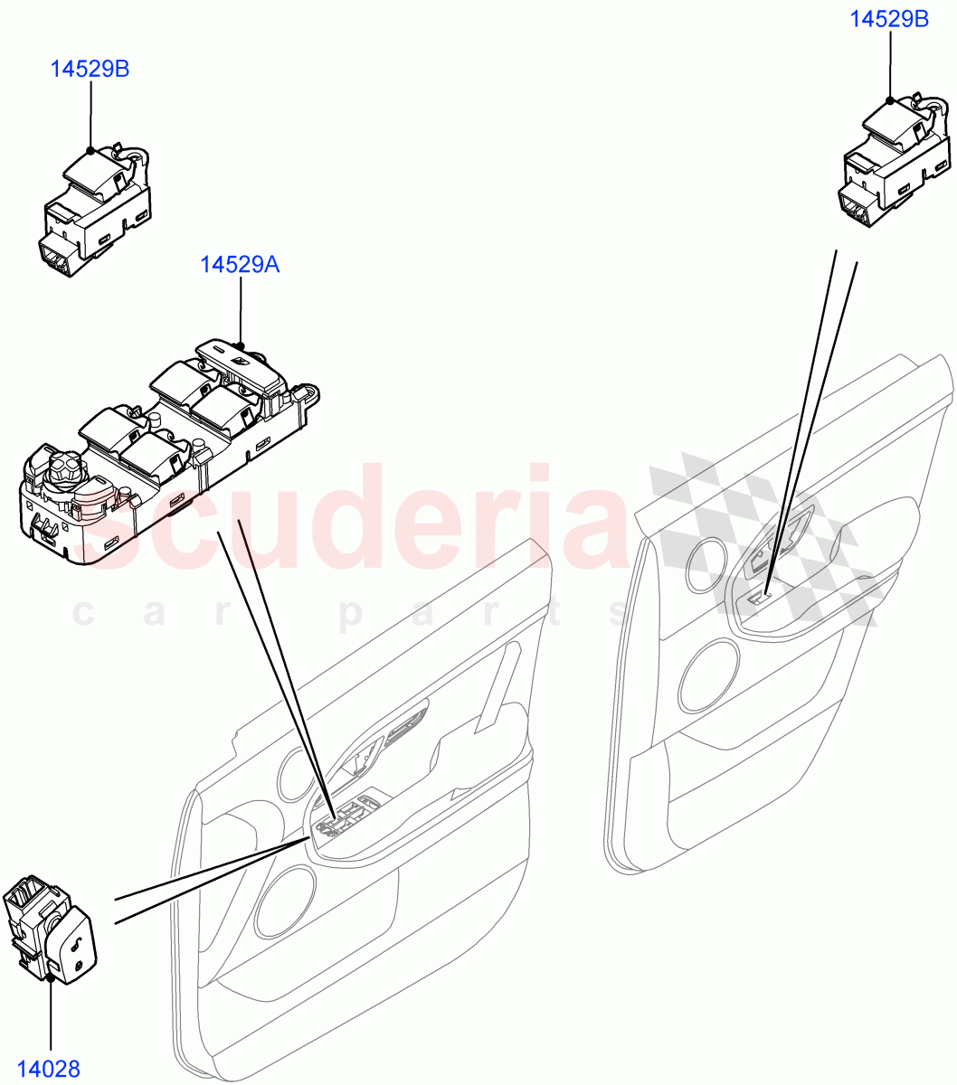 Switches (Door) (Itatiaia (Brazil)) ((V) FROMGT000001) of Land Rover Land Rover Range Rover Evoque (2012-2018) [2.0 Turbo Diesel]