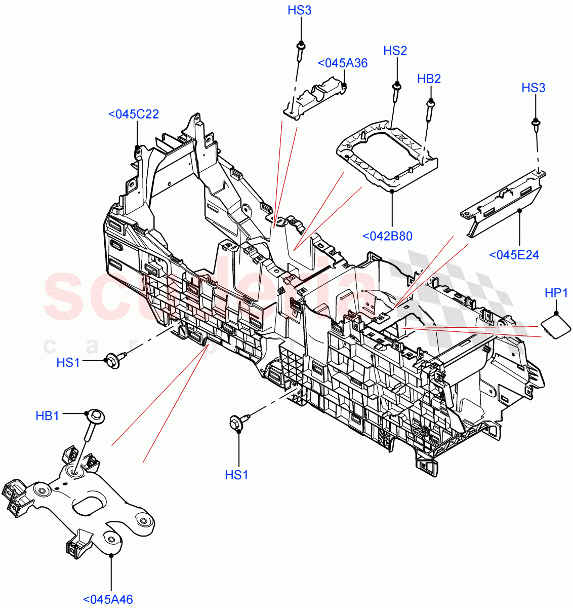 Console - Floor (Internal Components) (Halewood (UK)) of Land Rover Land Rover Range Rover Evoque (2019+) [1.5 I3 Turbo Petrol AJ20P3]