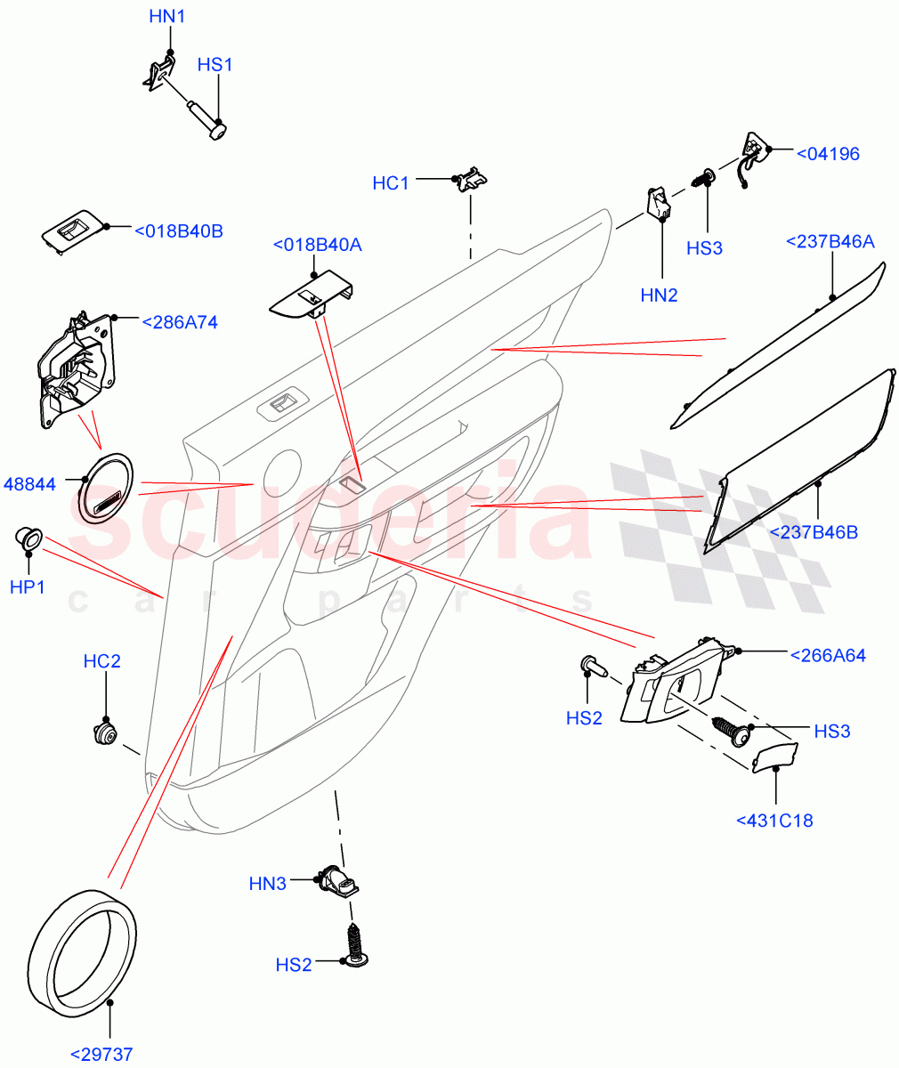 Rear Door Trim Installation (Nitra Plant Build, Finishers And Mouldings) ((V) FROMK2000001) of Land Rover Land Rover Discovery 5 (2017+) [2.0 Turbo Diesel]