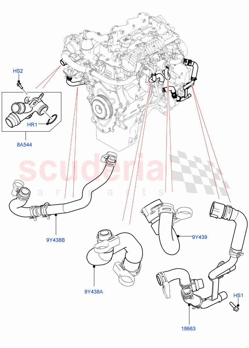 EGR Cooling System (Solihull Plant Build) (2.0L I4 DSL HIGH DOHC AJ200) ((V) FROMKA000001) of Land Rover Land Rover Range Rover Velar (2017+) [2.0 Turbo Diesel]