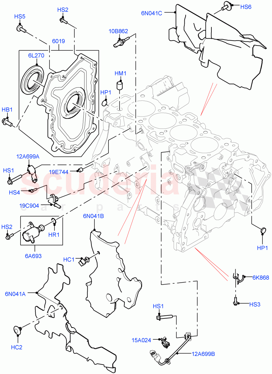 Cylinder Block And Plugs (2.0L AJ20P4 Petrol Mid PTA, Changsu (China)) of Land Rover Land Rover Range Rover Evoque (2019+) [2.0 Turbo Petrol AJ200P]