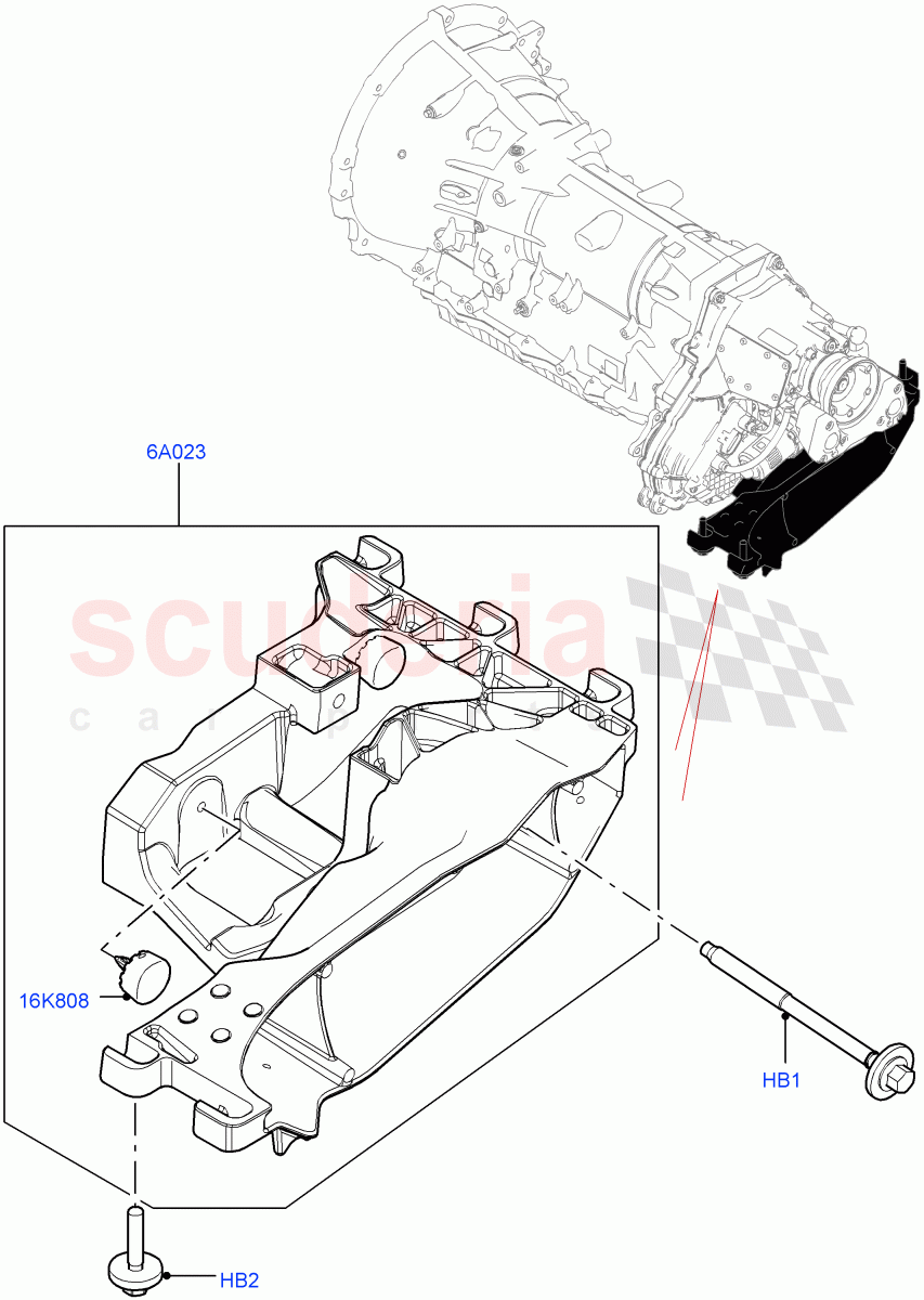 Transmission Mounting (2.0L I4 High DOHC AJ200 Petrol, 2.0L I4 DSL MID DOHC AJ200, 2.0L I4 DSL HIGH DOHC AJ200, 2.0L I4 Mid DOHC AJ200 Petrol) ((V) TOLA999999) of Land Rover Land Rover Range Rover Velar (2017+) [2.0 Turbo Diesel]