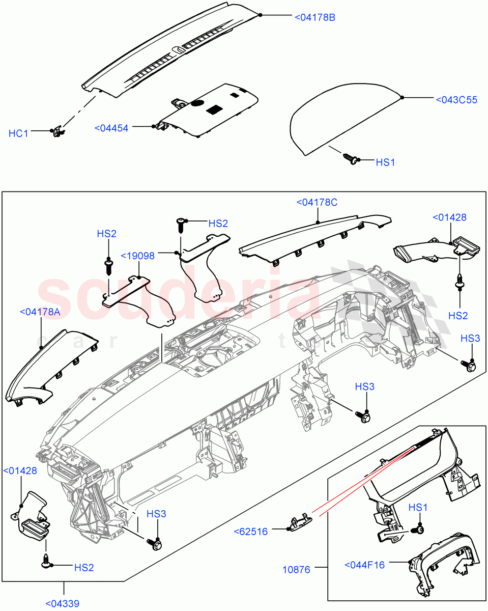 Instrument Panel (Upper, External) ((V) TOEA152799) of Land Rover Land Rover Range Rover (2012-2021) [5.0 OHC SGDI NA V8 Petrol]