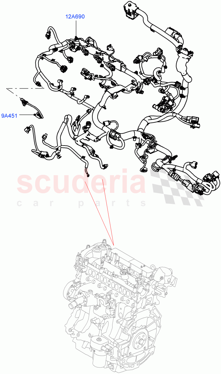 Electrical Wiring - Engine And Dash (Engine) (2.0L I4 DSL HIGH DOHC AJ200, Itatiaia (Brazil), 2.0L I4 DSL MID DOHC AJ200) ((V) FROMJT000001) of Land Rover Land Rover Range Rover Evoque (2012-2018) [2.0 Turbo Petrol AJ200P]