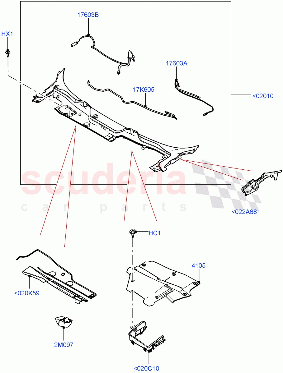 Cowl/Panel And Related Parts (Halewood (UK)) of Land Rover Land Rover Range Rover Evoque (2019+) [1.5 I3 Turbo Petrol AJ20P3]