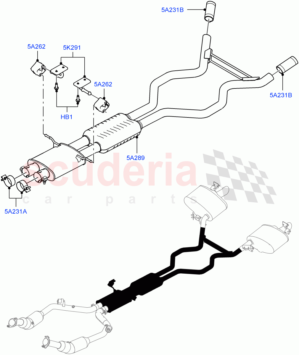 Exhaust System (Middle Section) (3.0L DOHC GDI SC V6 PETROL) ((V) FROMEA309010, (V) TOHA999999) of Land Rover Land Rover Range Rover Sport (2014+) [3.0 DOHC GDI SC V6 Petrol]