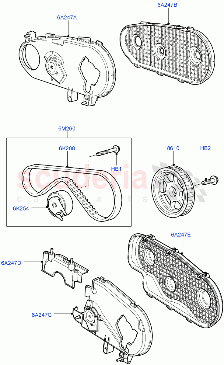 Pulleys And Drive Belts (Rear) (Lion Diesel 2.7 V6 (140KW)) ((V) TO9A999999) of Land Rover Land Rover Range Rover Sport (2005-2009) [2.7 Diesel V6]