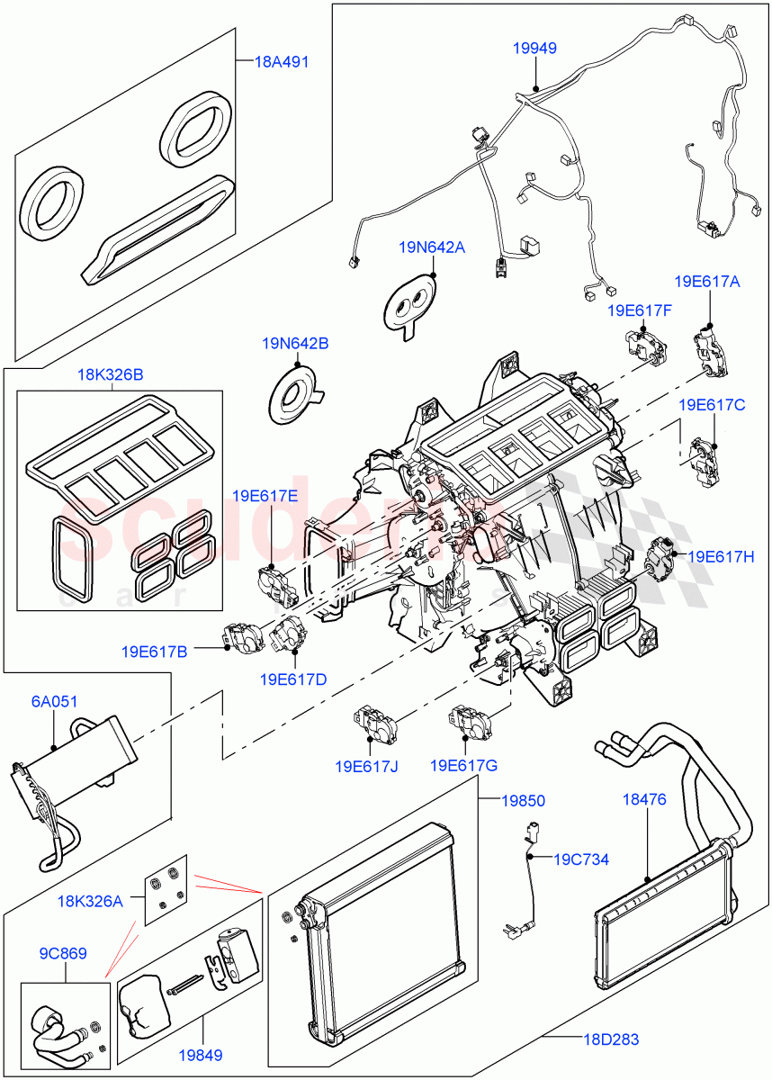 Heater/Air Cond.Internal Components (Heater Main Unit) of Land Rover Land Rover Range Rover Sport (2014+) [5.0 OHC SGDI SC V8 Petrol]